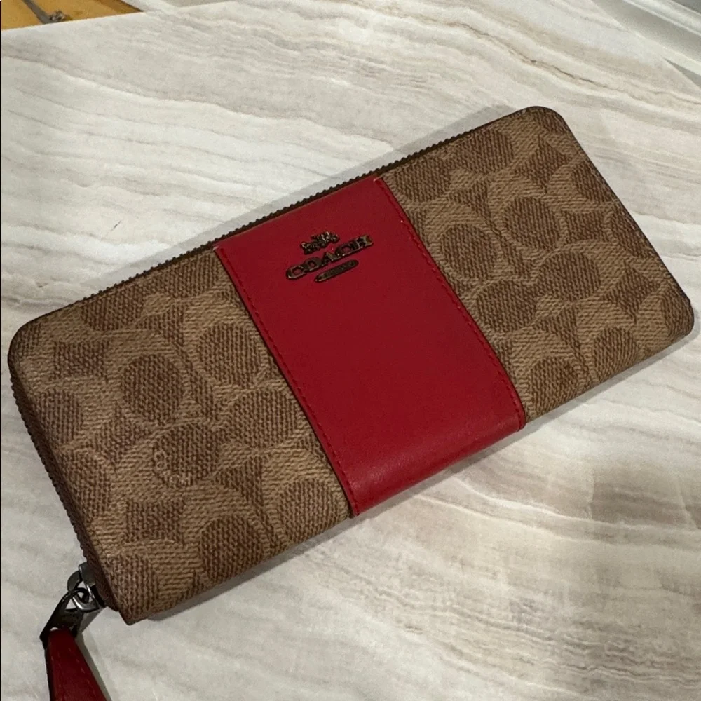 Coach Bag Dalton 31 Red Leather Signature Logo Shoulder Bag Wallet Set - Picture 8 of 17